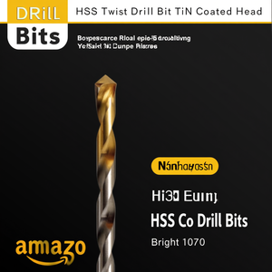 Broca helicoidal HSS con cabeza recubierta de TiN, brocas HSS Co brillantes 1070 - Product Image 3