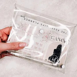 custom logo makeup bags Cosmetic clear base Personalized PVC bag envelope card holder PVC business card case Vegan card case