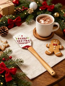 Espátula de silicona con mango de madera de haya con estampado de Feliz Navidad, raspador de crema para pasteles navideños, herramienta de repostería para cocina, regalo de Navidad - Product Image 3