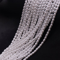 Prêt à expédier – Perles de verre en forme de riz 4x5mm, fils perlés, finition nacrée, fourniture directe usine Chine, multicolores