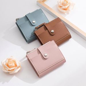Carteras de mujer de cuero PU, monedero pequeño con cierre, tarjetero sólido con múltiples ranuras, monedero corto, cartera pequeña delgada con cremallera y cierre. - Product Image 4