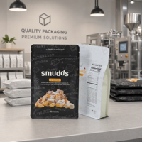 Sachet alimentaire personnalisé imprimé en gros, refermable avec fermeture éclair, noir mat, pour noix, fromage, bonbons, chocolat