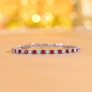 Bracelet rond de luxe fait main en rubis de synthèse pour homme et femme, style tennis - Product Image 3