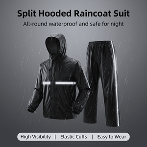Conjunto de Pantalón y Chaqueta Impermeable Reflectante de Alta Visibilidad, Estilo Oxford, Color Negro, para Conducir Motocicletas de Noche y Trabajar en Obras - Product Image 2