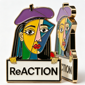 Pin de Arte con Diseño de Rostro Cubista, Chapado en Oro, Metal Esmaltado, Insignia Coleccionable - Product Image 5