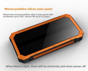 Power Bank Solare OEM da 10000mAh, Portatile e Impermeabile con Luce LED per Campeggio, Ingresso Micro e Uscita 10W - Product Image 2