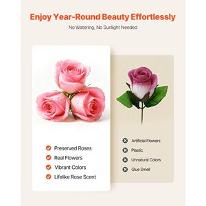 Forever Flowers 27 Pink Preserved Roses Heart Box 3-5 Years Birthday Gift for Women <strong>Wife</strong> Mother <strong>Valentine's</strong> Day - Product Image 4