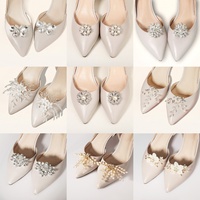 Nouveaux accessoires de chaussures de mariée européens et américains détachables, à faire soi-même, pour sabots, talons hauts, avec boucles florales en strass personnalisables