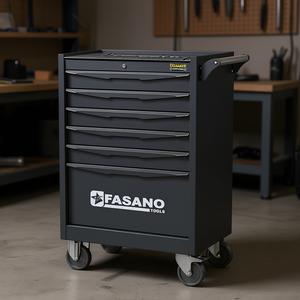 Armoire à outils roulante Fasano Tools à 6 tiroirs avec serrure et poignée pour garage et atelier - Product Image 3