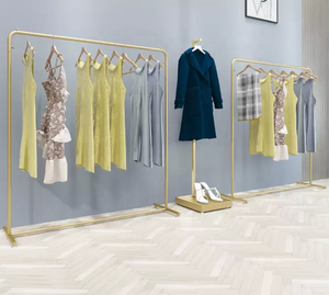 Vente en gros de vêtements boutique de luminaires boutique de vêtements présentoir à vêtements en or tringle à vêtements en métal porte-vêtements en or - Product Image 5
