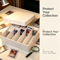 Boîte de rangement pour cartes à collectionner en carton ondulé avec couvercle, organisateur multi-compartiments pour cartes de jeu de collection