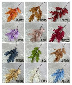 Venta al por mayor de flores de seda decorativas artificiales baratas, plantas para boda, hogar, arte con grandes hojas de roble, 3 tenedores, árbol de roble - Product Image 3