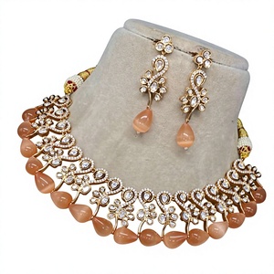 Gold Plated <b>Necklace</b> <b>and</b> <b>Earring</b> <b>Set</b> with Pear Cut Zircon Flower Design for Women Wedding Jewelry - Product Image 4