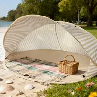 Tente de plage 2 personnes quatre saisons triple couche, installation rapide en 2 secondes, abri solaire pop-up sans assemblage, auvent portable pour pique-nique en extérieur