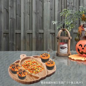 Wooden Pumpkin <b>Tray</b> Fruit <b>Snack</b> Divider Plate For Living Room Party Serving - Product Image 4