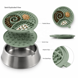 Silicone Slow Feeder <b>Dog</b> <b>Bowl</b> Insert with Suction Cups 3 Zone Lick <b>Mat</b> Anti Choking Pet Feeding Insert Custom Logo - Product Image 4