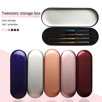 Boîte de rangement pour pince à épiler pour extension de cils en gros-Étui élégant pour pince à épiler en fer blanc pour outils à cils (stock prêt)
