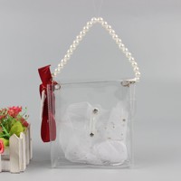Sac fourre-tout en plastique transparent en pvc perle avec emballage à la main cadeau mariage sac cadeau portable