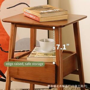 Factory direct sales of modern minimalist brown round <b>table</b>, <b>compact</b> open <b>bedside</b> <b>table</b>, suitable for small spaces in living - Product Image 2