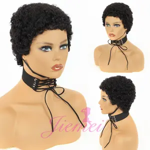 Short Pixie Cut Curly Wig Human Hair Cheap Color Pixie Curls Non Lace Wig Full Machine Made Human Hair Short Curly Wigs