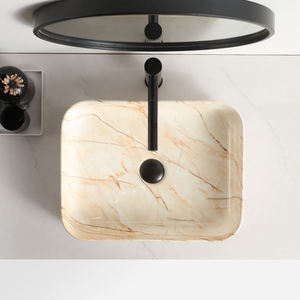 Lavabo rectangulaire en céramique de couleur orange classique, à poser sur le comptoir, en marbre, pour salle de bain - Product Image 4