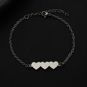 Chevillère personnalisée en acier inoxydable TD Fashion avec 3 cœurs, style plage, gravée au laser, bijou <span class=keywords><strong>de</strong></span> <span class=keywords><strong>pied</strong></span> pour femme - Product Image 5