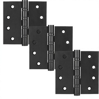 Charnières de porte noires en acier inoxydable, 4x4 pouces, à roulement à billes, coins carrés robustes, 3 pièces