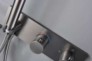 Juego de grifería gris con 3 funciones para el techo, sistema de ducha con ducha de mano - Product Image 3