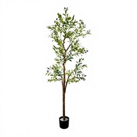 Grand arbre artificiel en olivier de 180 cm de haut avec fruits et pot en plastique pour la décoration de la maison, de l'hôtel et du centre commercial