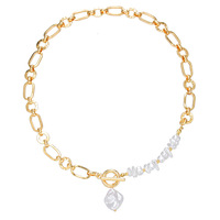 Colliers de perles imitation baroque vintage originaux fermoir OT bijoux de mode pour femmes en acier inoxydable irrégulier