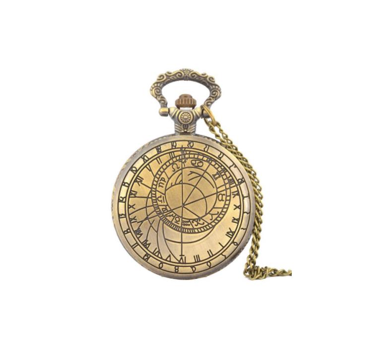 Кварцевые карманные часы с компасом, винтажные часы с отображением символа, цепочкой и кулоном, маленький размер
