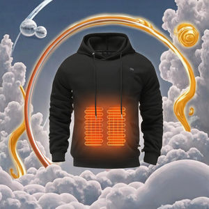 Custom Casual <b>USB</b> <b>Rechargeable</b> <b>Battery</b> Heated Full-Zip Canvas Waterproof Windproof Stand Collar Winter Men Women Quilted Hoodie - Product Image 3