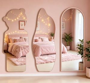 Heavenly Mirror Modern Oval Frameless Glass Wooden Wall Decorative Vanity Mirror <b>Float</b> Pattern for Bedroom Bathroom Hotel - Product Image 2