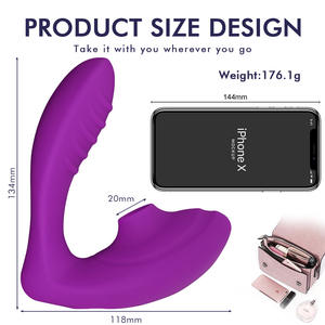 アプリ操作の遠隔操作カップル用バイブレーター、シリコン製クリトリス吸引玩具、ディルドバイブレーター、装着式バイブレーター、女性用セックストイ - Product Image 3