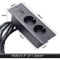 Prise de courant EU homologuée ETL 2AC+2USB |   Prise encastrée 100-240V 10A pour table de conférence et mobilier d'hôtel |   Conception amortie à effet pop-up