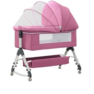 <strong>Newborn</strong> Splicing Large Bed, Baby <strong>Crib</strong>, Movable <strong>Crib</strong>, Portable 2-in-1 Foldable Multifunctional BB Bed - Product Image 1