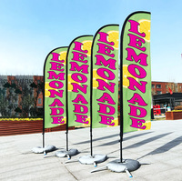 Kit de drapeaux et de bannières promotionnels en polyester pour la publicité extérieure personnalisée, support de bannière 2m 3m 4m pour les événements professionnels Oriflamme