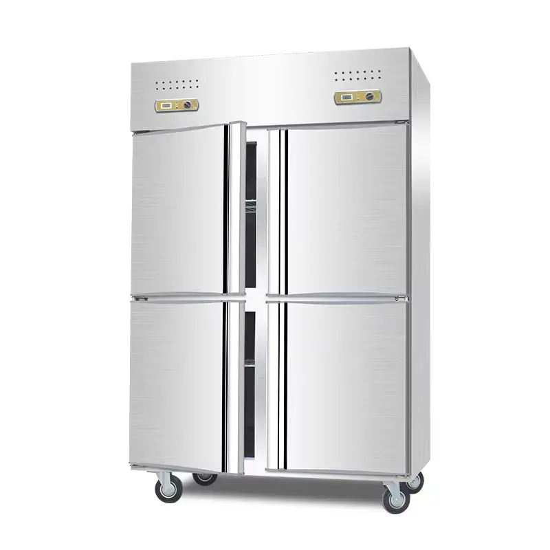 En iyi fiyat 4 kapı buzdolabı ticari mutfak ekipmanları paslanmaz çelik buzdolabı