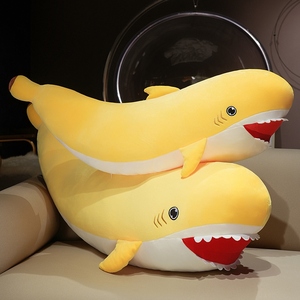 Wholesale Cute Cartoon <strong>Banana</strong> Shape Shark <strong>Plush</strong> Bolster Pillow Soft Fluffy Marine Animal Shark Stuffed Long Sleeping Cushion - Product Image 5
