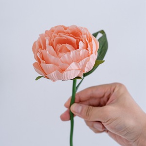 CallaFloral Artificial Peony <b>Single</b> Stem Orange Beige Dark Champagne Wedding Decoration - Product Image 2