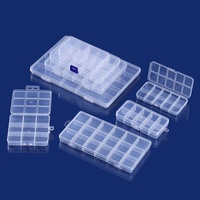 Boîte de rangement à compartiments JX, fixe, 10/15/24 grilles, pour composants électroniques, bijoux, pièces, emballage, plastique transparent
