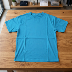 T-shirt en coton bleu pour homme, manches courtes, col rond, coupe classique, jersey décontracté, couleur unie, design simple - Product Image 4