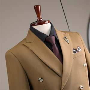 Costume croisé <span class=keywords><strong>pour</strong></span> homme, style italien, en laine peignée, <span class=keywords><strong>pour</strong></span> affaires, mariage, <span class=keywords><strong>cérémonie</strong></span>, ensemble blazer et <span class=keywords><strong>pantalon</strong></span>, luxe, <span class=keywords><strong>pour</strong></span> mariage, plage, soirée, bal de promo - Product Image 2