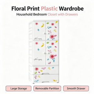 Armadio in Plastica PP per Bambini con Disegni Cartoon, <span class=keywords><strong>Cassetti</strong></span> Rimovibili, Divisori e Barra Appendiabiti, Organizzatore per Vestiti da Camera dei Bambini - Product Image 2