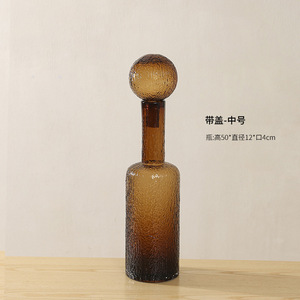 Portacandele <span class=keywords><strong>in</strong></span> <span class=keywords><strong>vetro</strong></span> marrone con coperchio Premium per la casa vaso morbido decorazione atmosfera artistica centrotavola da tavolo - Product Image 4