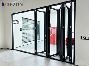 Système de porte coulissante pliante en aluminium et verre à rupture de pont thermique, étanche, gain de place, DEEZON, pour patio, villa et hôtel - Product Image 2