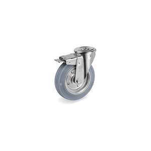TELLURE ROTA - 235622 Roues en caoutchouc non marquantes, disques en acier embouti, support pivotant avec trou de boulon type NL avec blocage avant-wh - Product Image 1