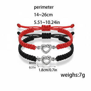 Conjunto de Pulseras de Moda con Nudo de Corazón Infinito para Parejas, Cuerda Trenzada, Regalo de <span class=keywords><strong>Amistad</strong></span> para el Día de San Valentín - Product Image 6