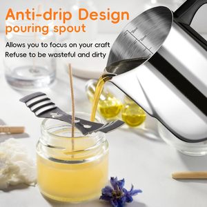 หม้อหลอมเทียนสแตนเลส 304 ขนาด 800 มล. พร้อมหูจับทนความร้อน ฝาปิดแบบไม่มีหยดน้ำ และพวยเทแบบไม่ไหลหยด - Product Image 3