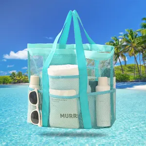 Summer Reusable Ultralight Large Capacity Sunscreen Products Towels Clothes Storage Bags Tote Mesh Beach Bag